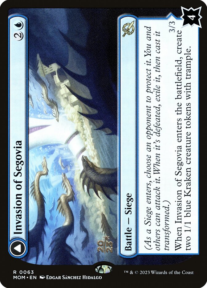 Invasion of Segovia // Caetus, Sea Tyrant of Segovia (63s) - March of the Machine Promos (PMOM)