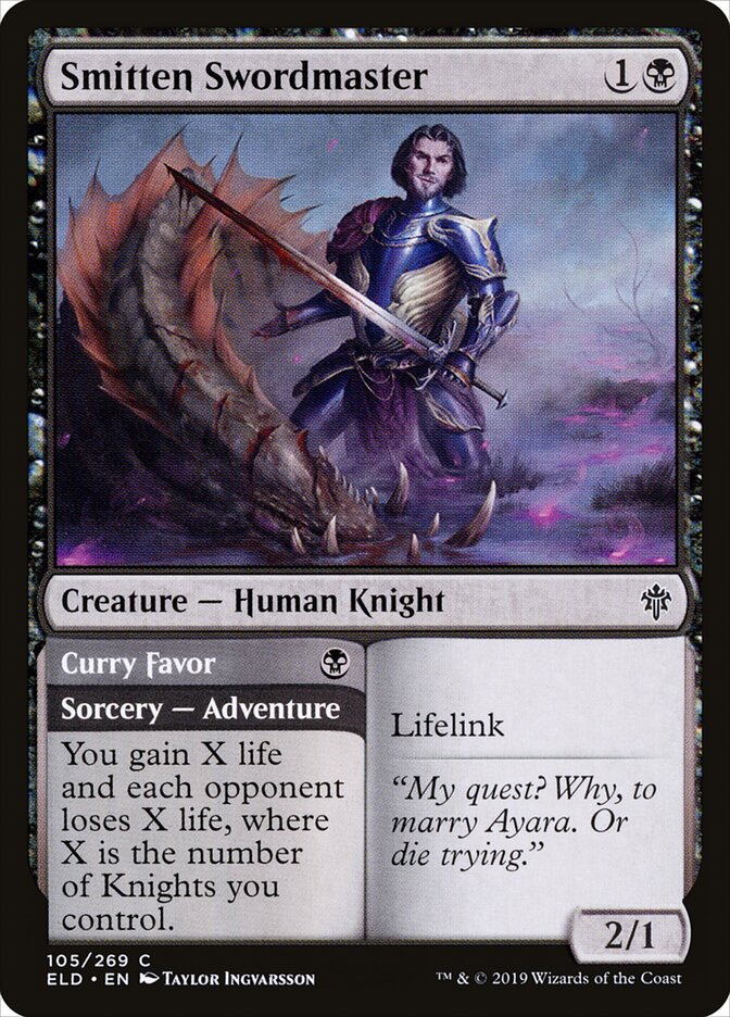 Smitten Swordmaster // Curry Favor (105) - Throne of Eldraine (ELD)