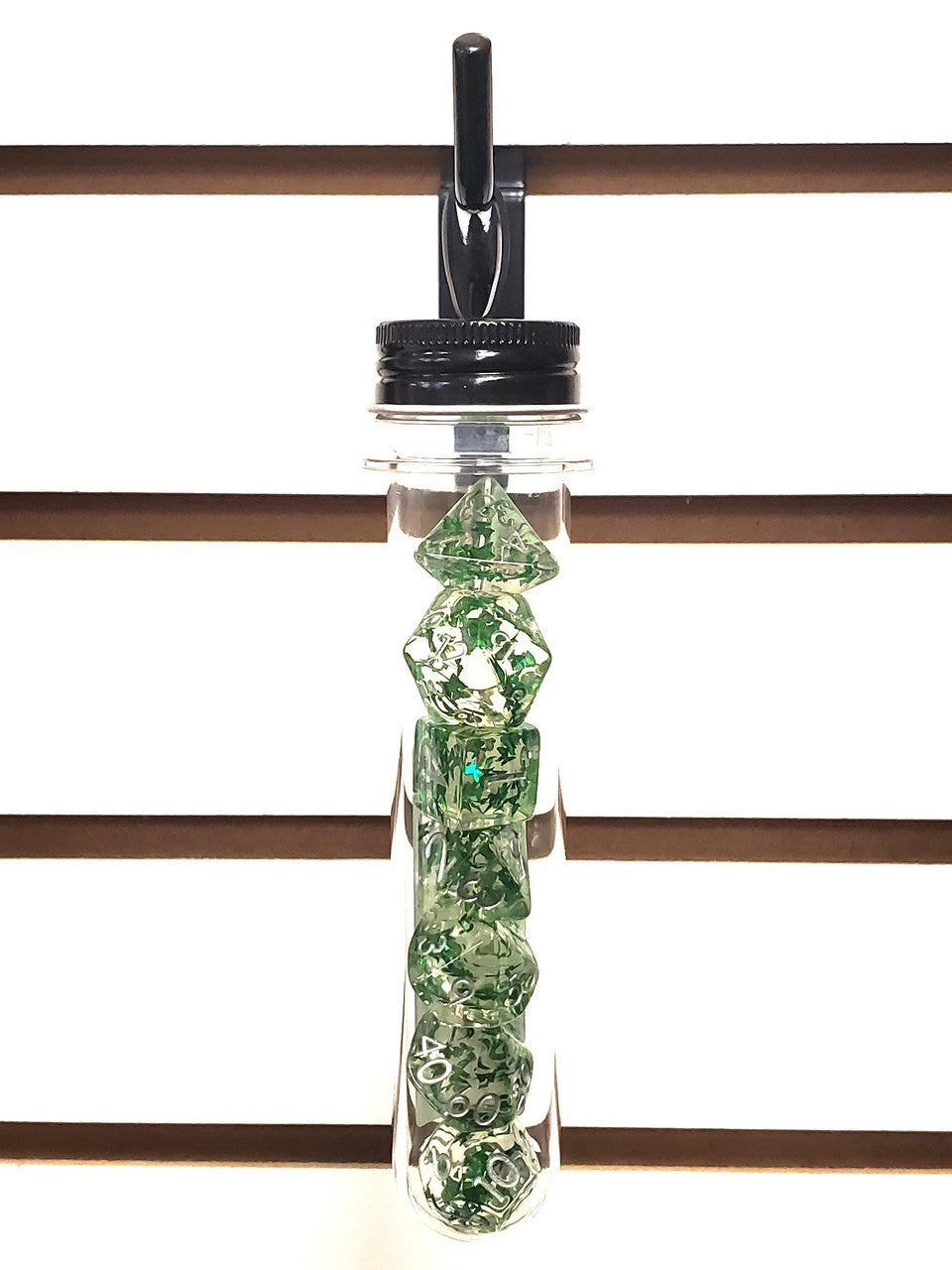 Old School 7 Piece DnD RPG Dice Set: Infused - Green Butterfly w/ Silver