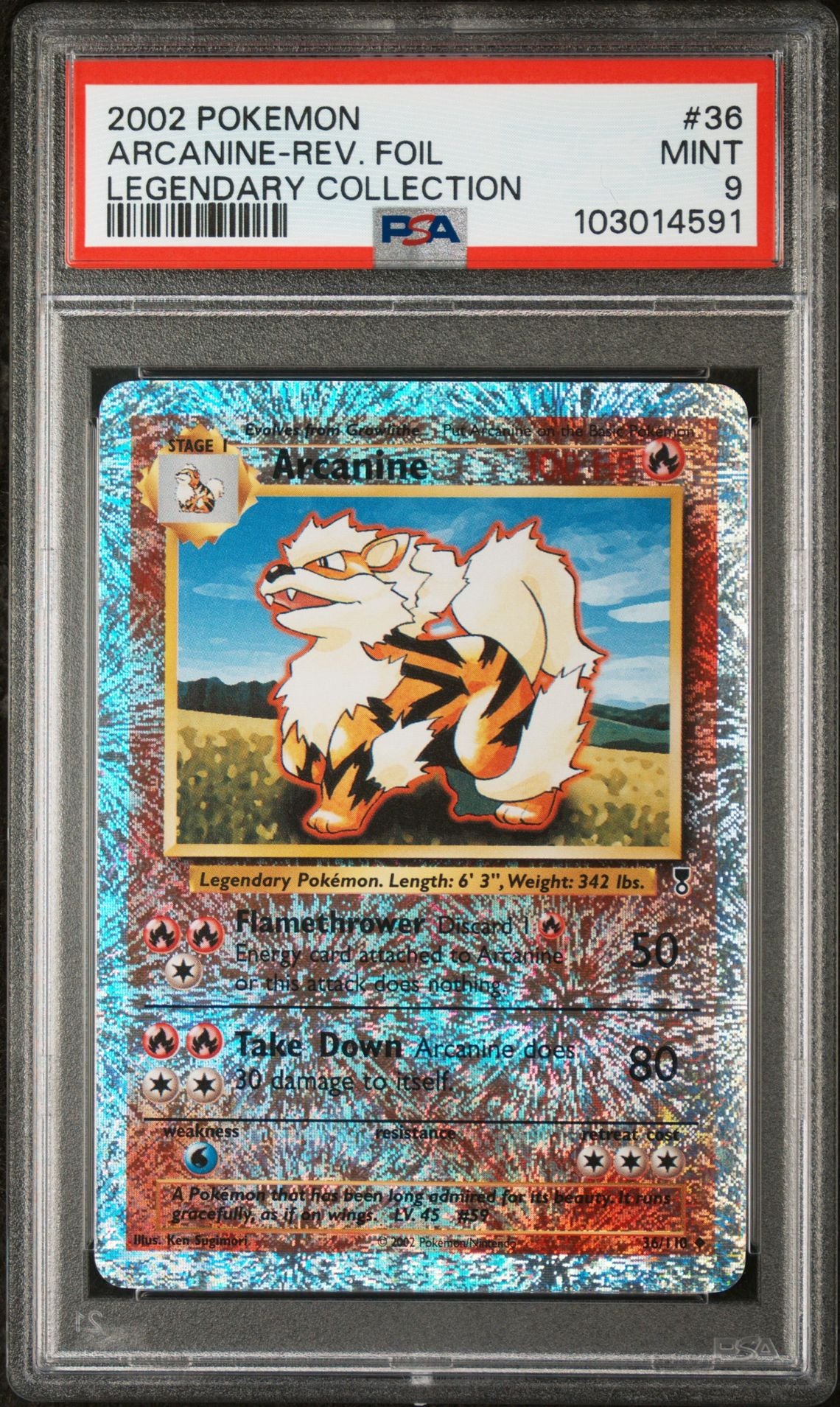 Arcanine #36 - [Reverse Holo, Graded PSA 9] Legendary Collection