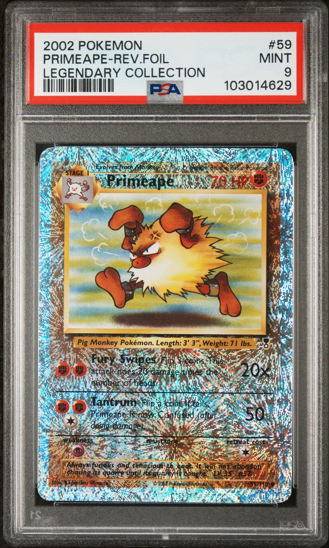 Primeape #59 - [Reverse Holo, Graded PSA 9] Legendary Collection
