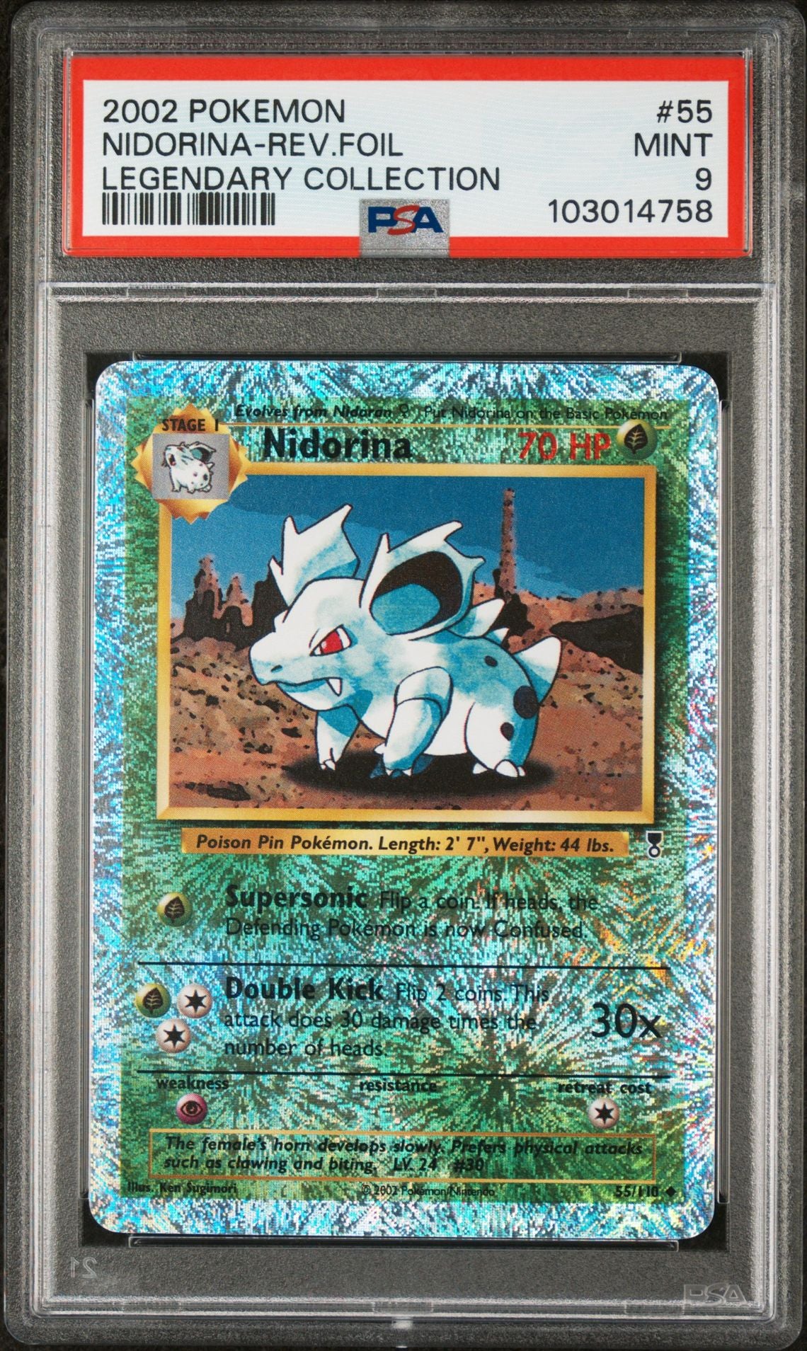 Nidorina #55 - [Reverse Holo, Graded PSA 9] Legendary Collection