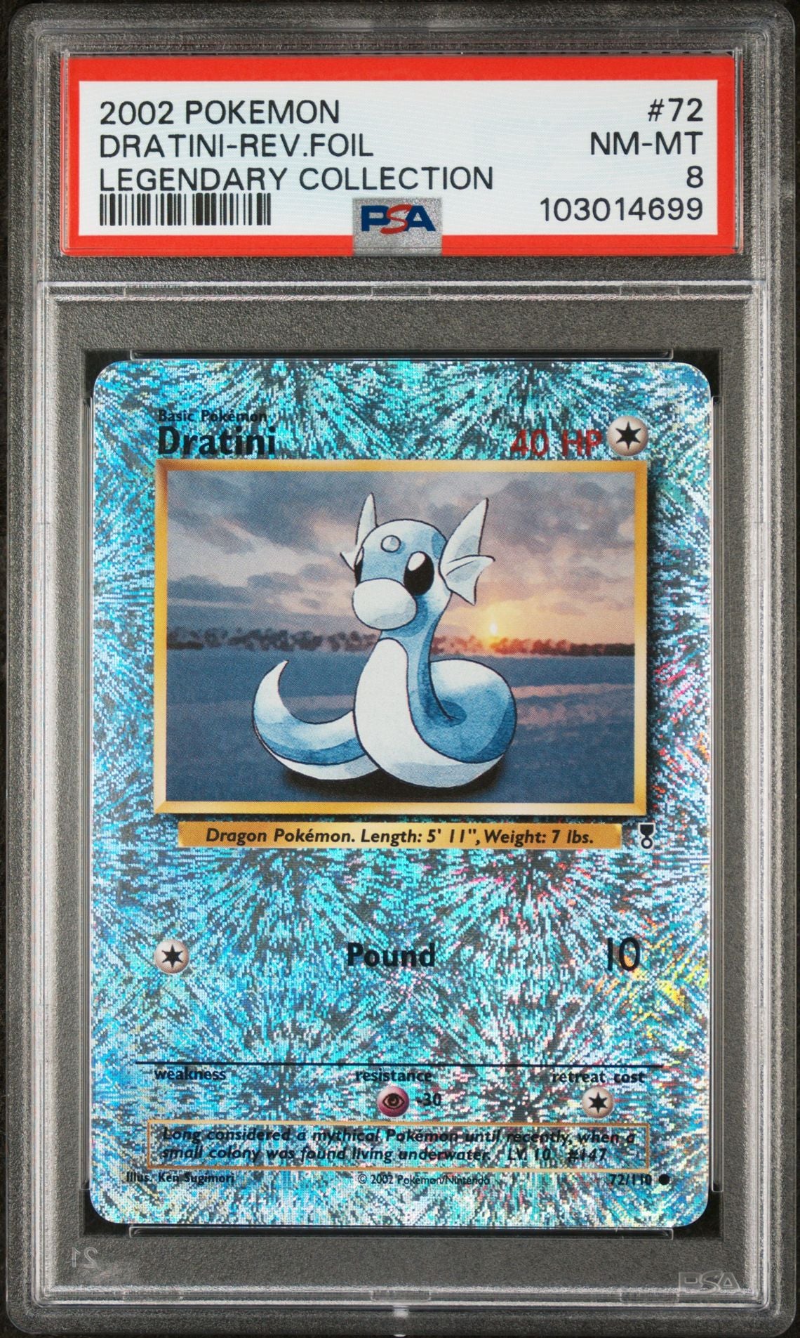 Dratini #72 - [Reverse Holo, Graded PSA 8] Legendary Collection