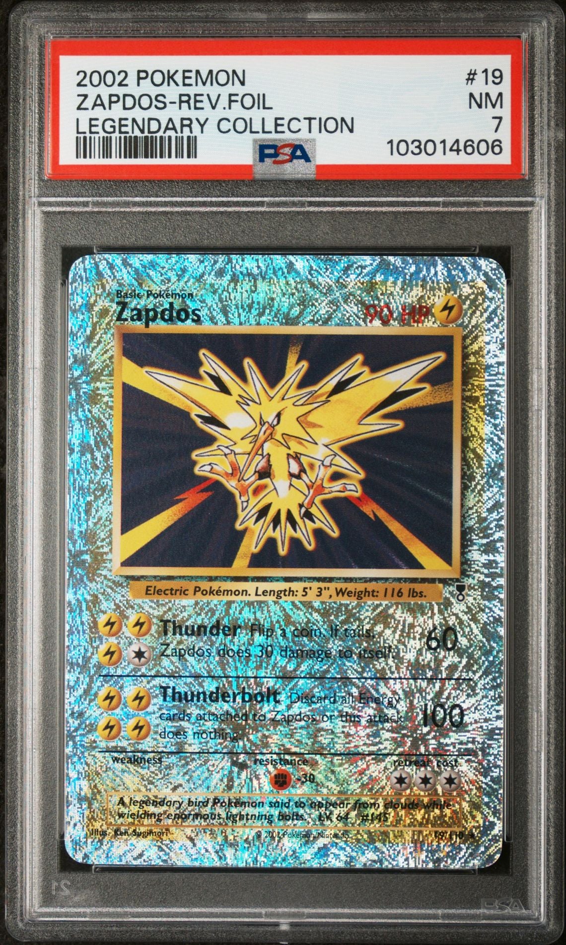 Zapdos #19 - [Reverse Holo, Graded PSA 7] Legendary Collection