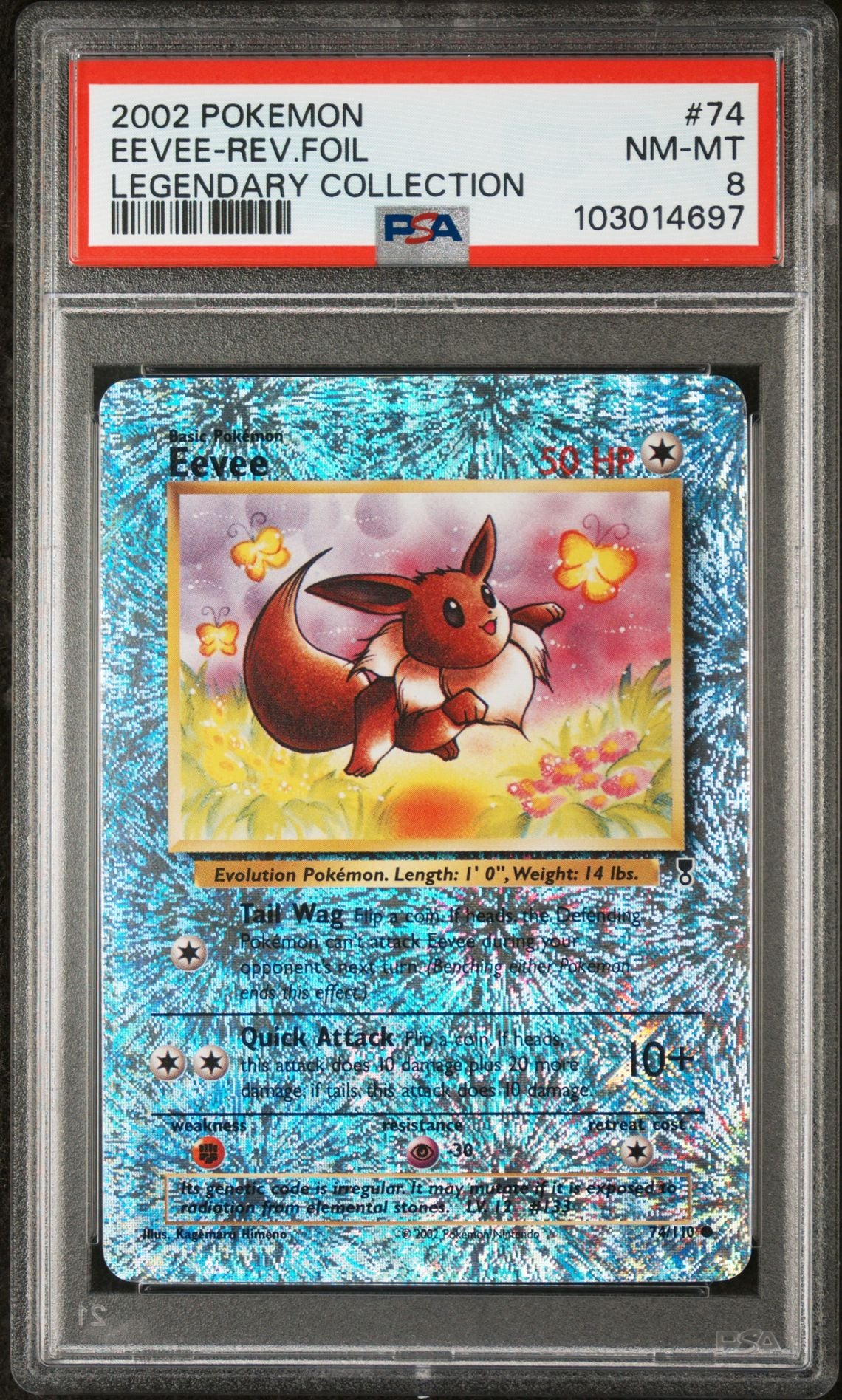 Eevee #74 - [Reverse Holo, Graded PSA 8] Legendary Collection