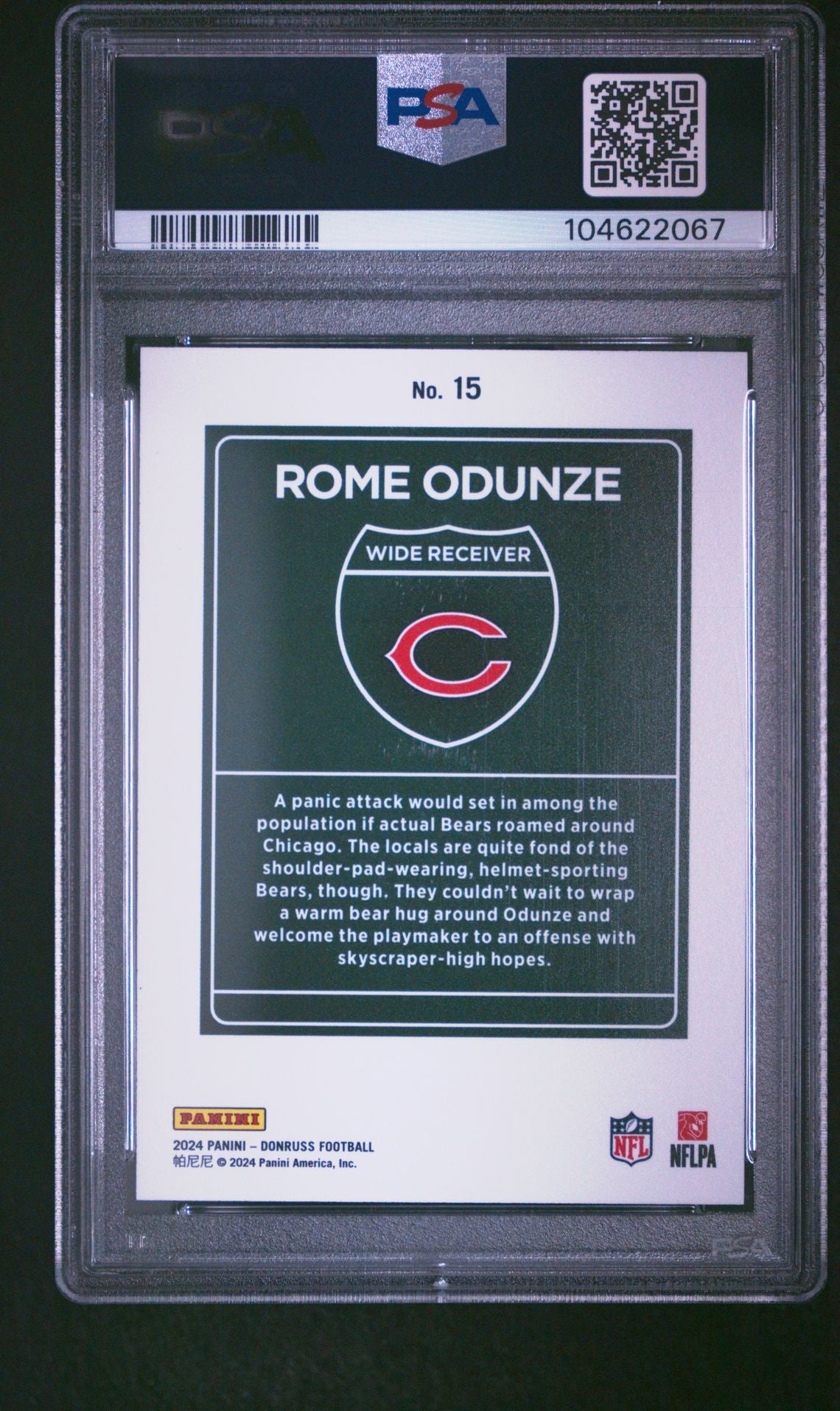 Rome Odunze 2024 Panini Donruss Downtown! #15 - [PSA Graded 10] - Back