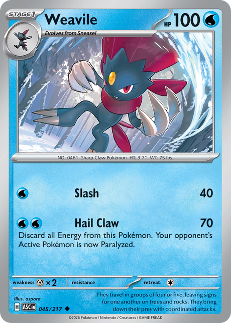Weavile (45/217) - Ascended Heroes (ASC)