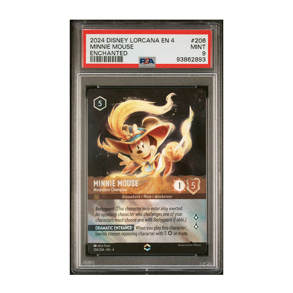 Minnie Mouse [Foil, Enchanted, Graded PSA 9] Musketeer Champion (Enchanted) - Ursula's Return (4)