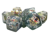 Old School 7 Piece DnD RPG Dice Set: Infused - Dragon Eye Mist