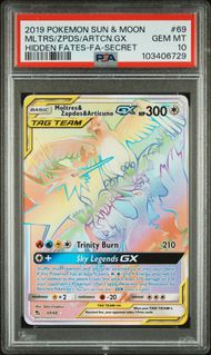 Moltres & Zapdos & Articuno Gx Secret #69 - [Graded PSA 10] Sun & Moon Hidden Fates