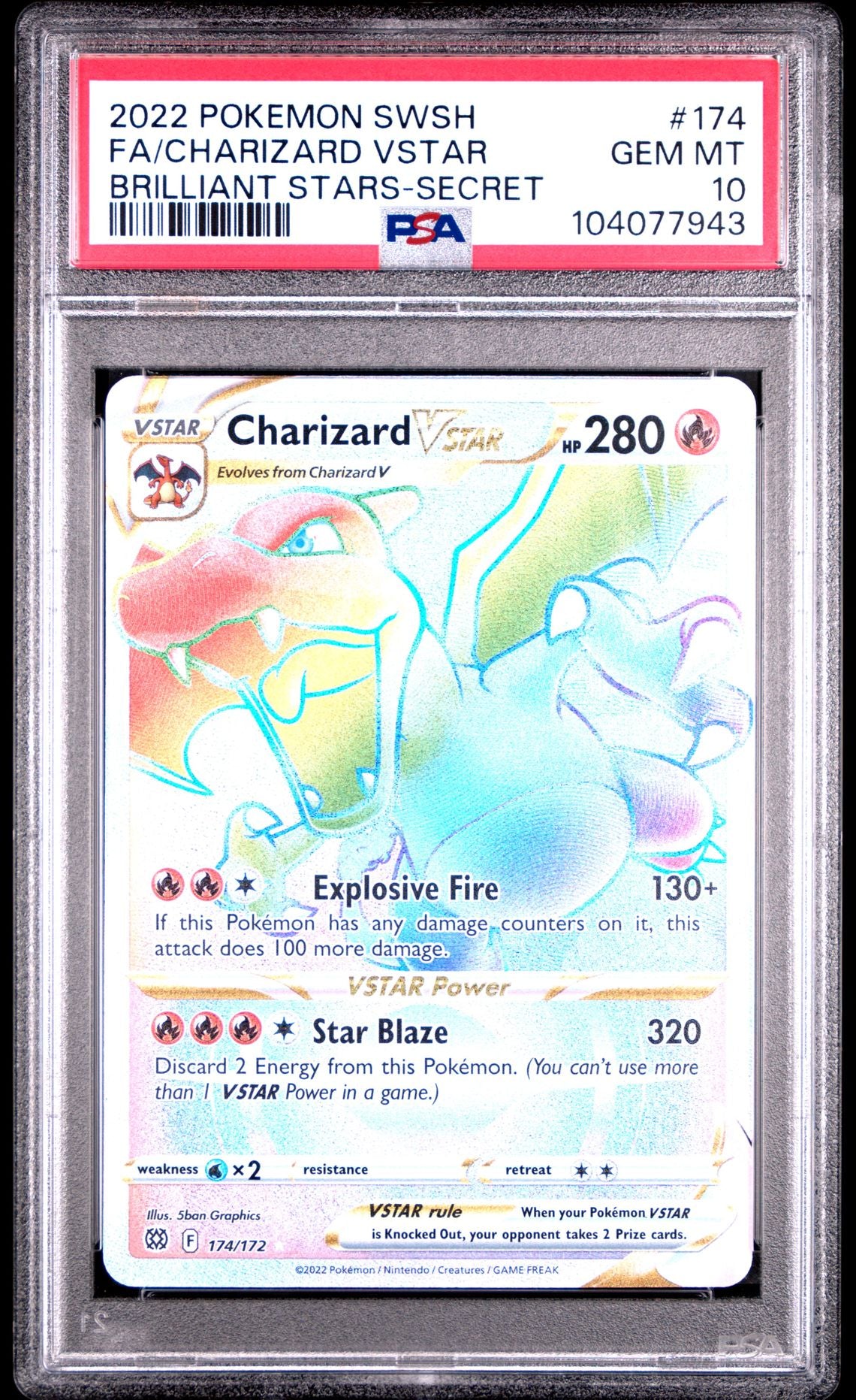 Charizard Vstar Secret #174 - [Graded PSA 10] Sword & Shield Brilliant Stars