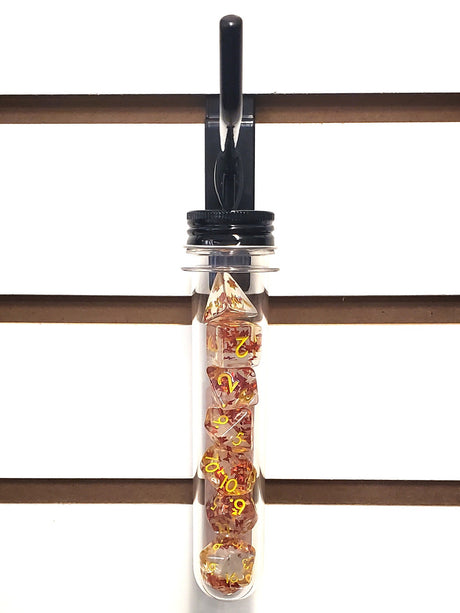 Old School 7 Piece DnD RPG Dice Set: Infused - Orange Butterfly w/ Yellow