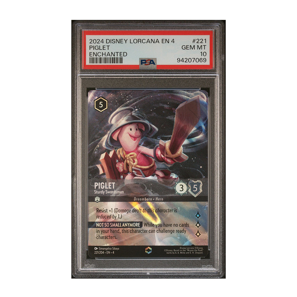 Piglet - Sturdy Swordsman [Foil, Enchanted, Graded PSA 10] Ursula's Return (4)