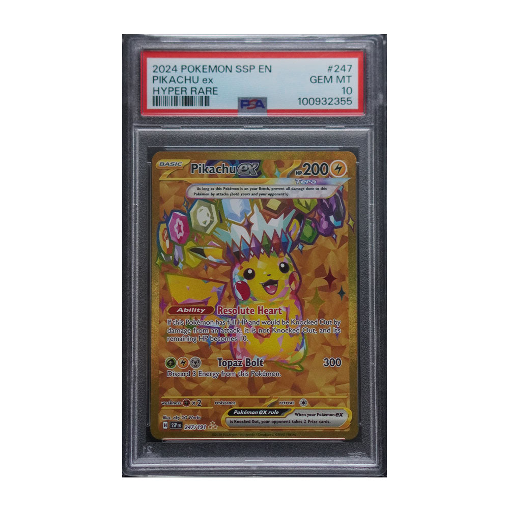 247 191 pokemon card Name: Pikachu ex Set: Surging Sparks Set code: SSP number: 247/191 Release: 2024 Illustrator: aky CG Works Pikachu from the set. #PokemonTCG #Pikachu #SurgingSparks #ModernPokemon Pikachu ex 247/191 [Holo, Graded
