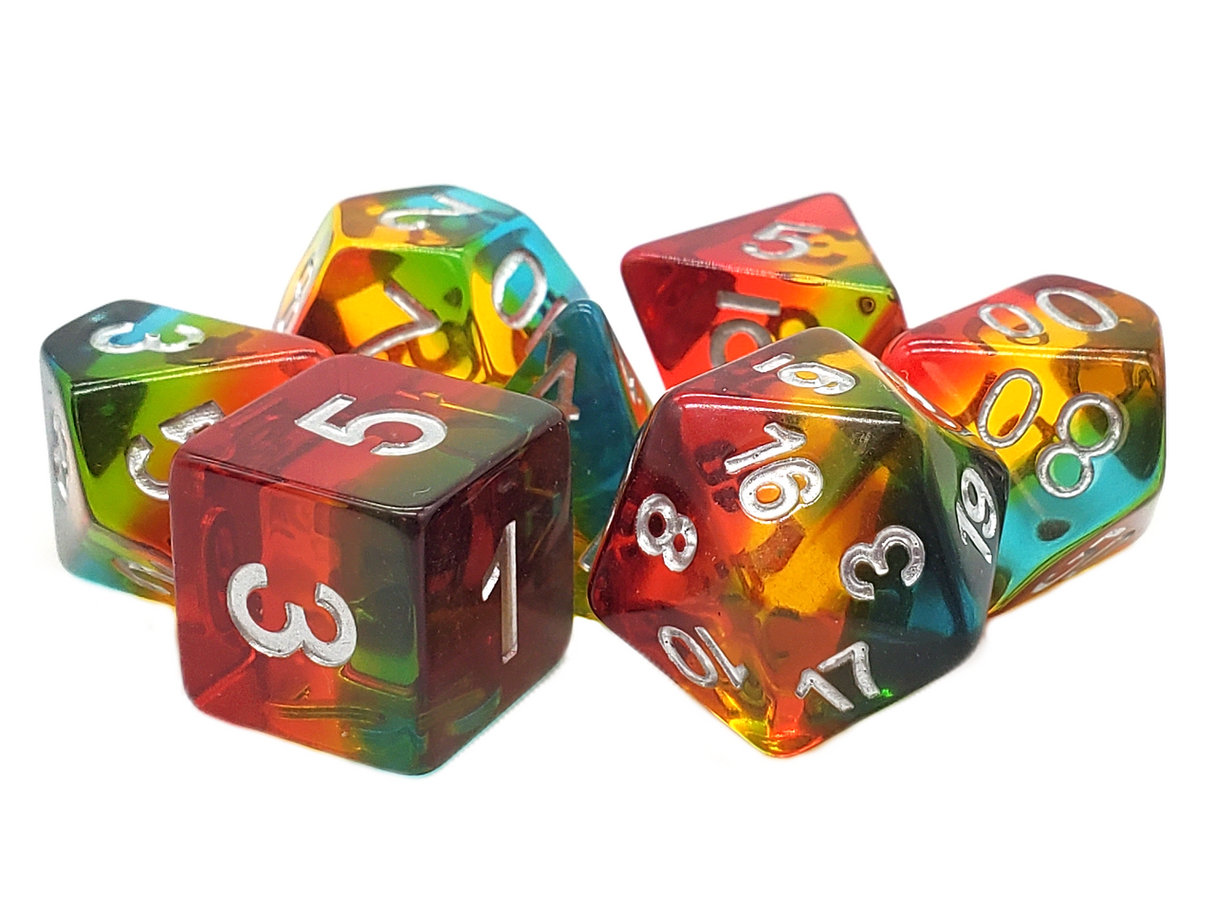 Old School 7 Piece DnD RPG Dice Set: Gradients - Psychodelic Trip