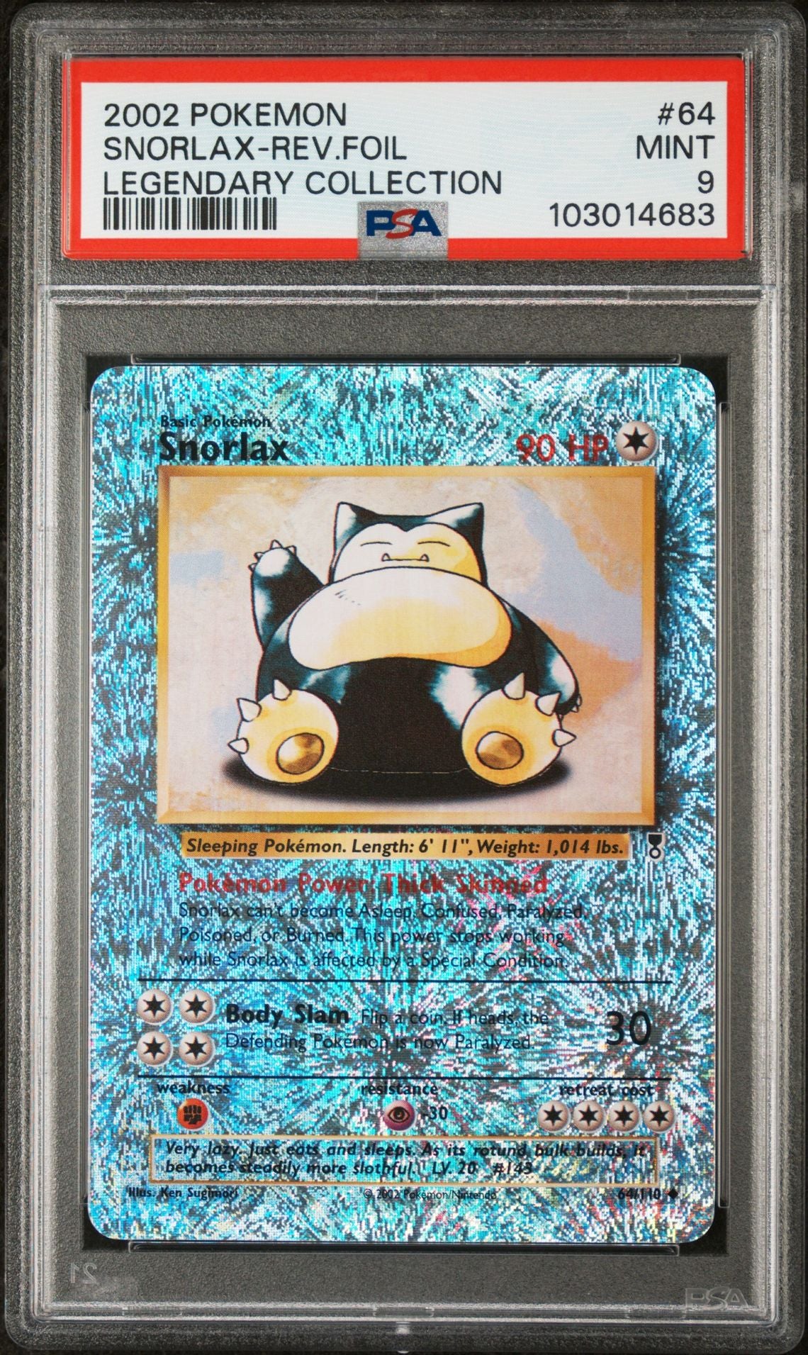 Snorlax #64 - [Reverse Holo, Graded PSA 9] Legendary Collection