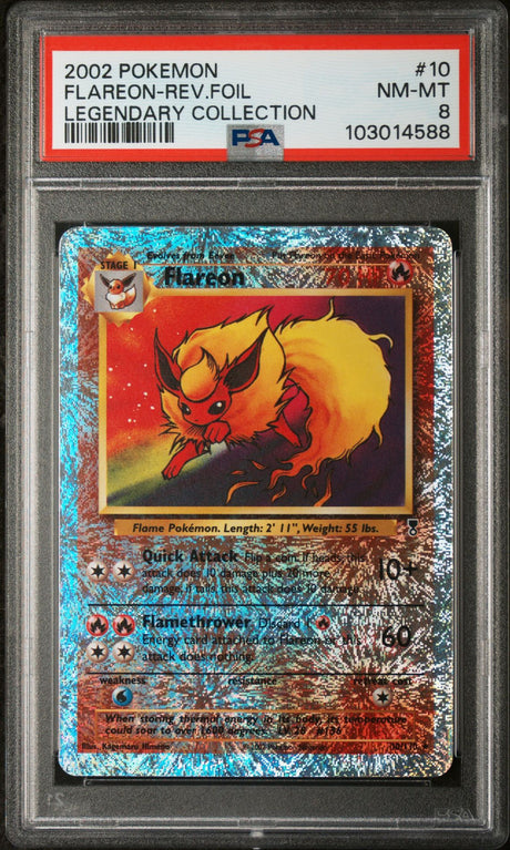 Flareon #10 - [Reverse Holo, Graded PSA 8] Legendary Collection