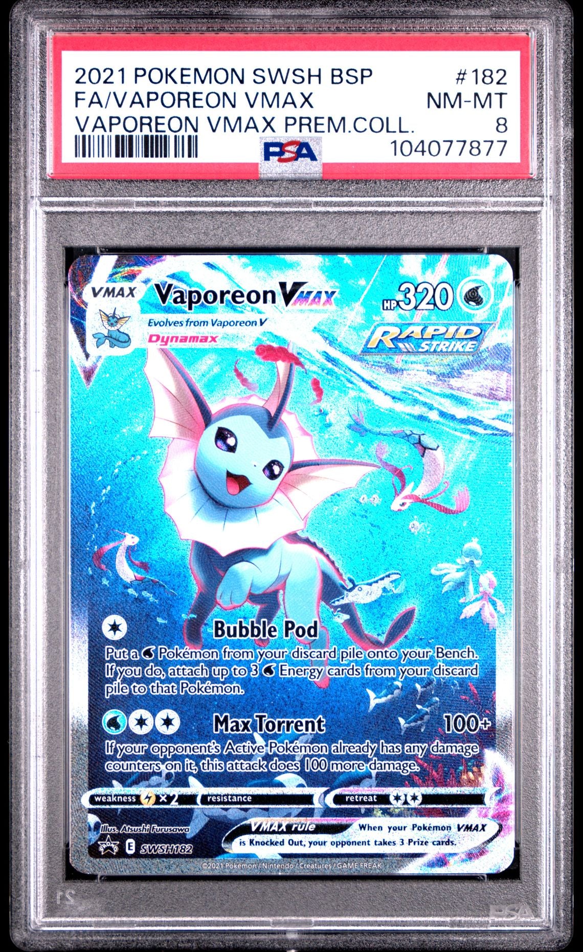 Vaporeon Vmax Vaporeon Vmax Premium Collection #182 - [Graded PSA 8] Swsh Black Star Promo