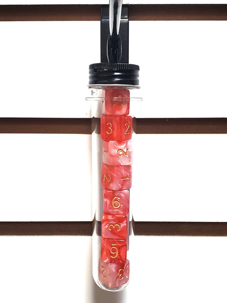 Old School Dice: D6 8-Piece Dice Set - Vorpal - Red & Ivory w/ Gold