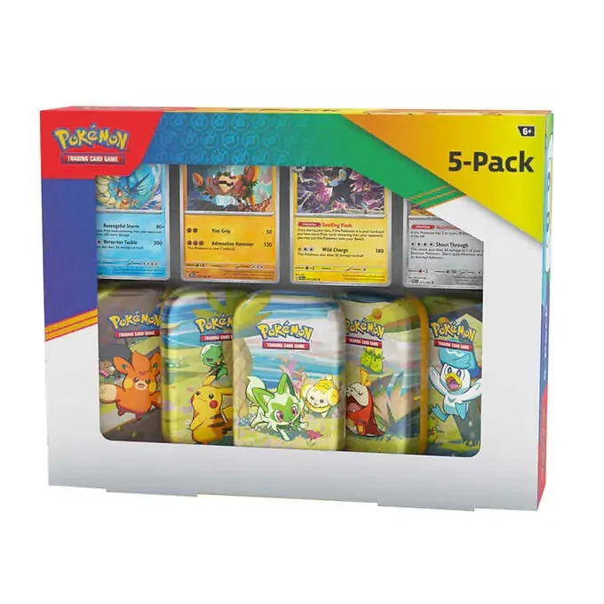 Pokemon TCG: Scarlet & Violet Paldea Friends 5 Mini Tins Set + 4 Promo Cards Box