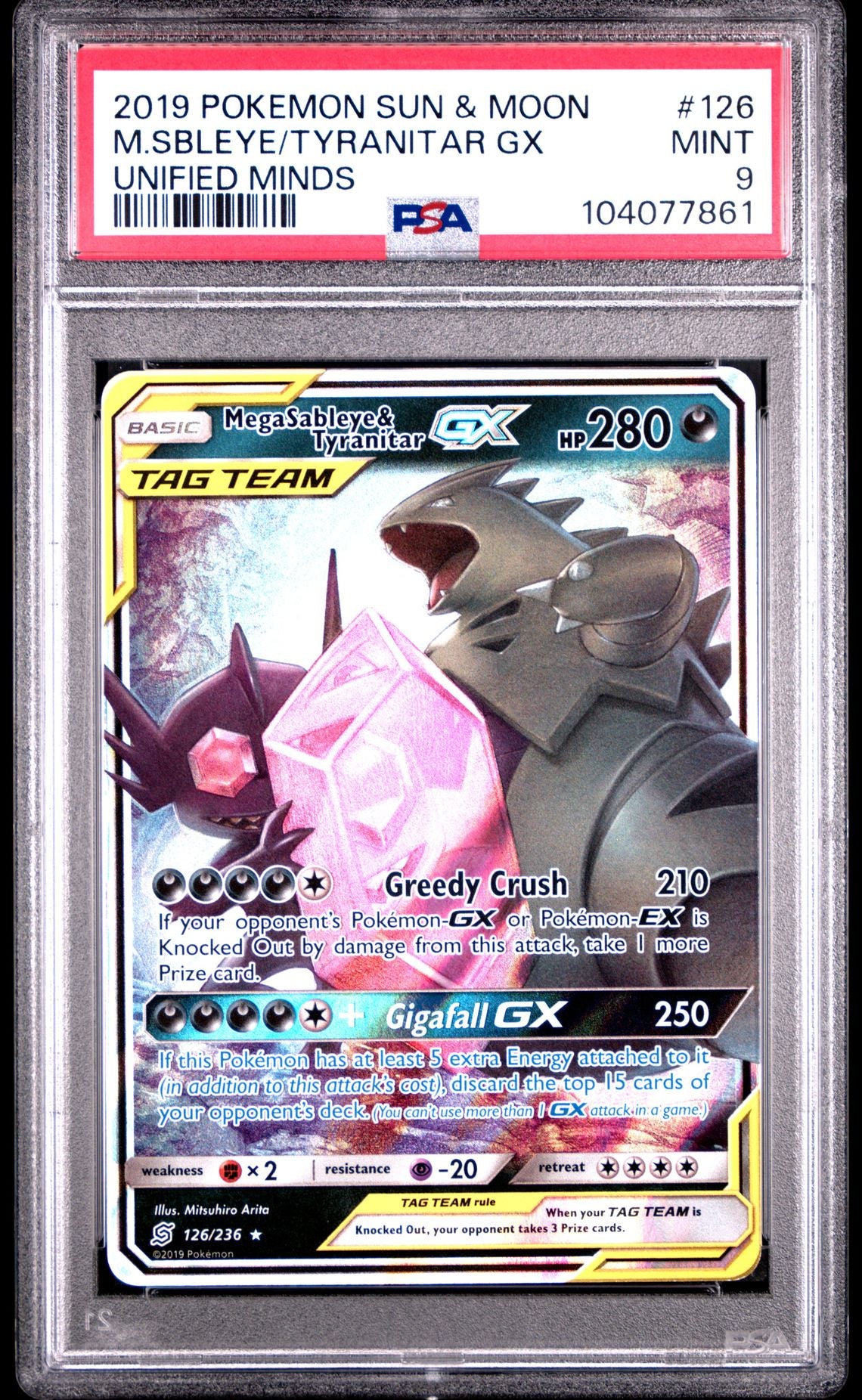 Mega Sableye & Tyranitar Gx #126 - [Graded PSA 9] Sun & Moon Unified Minds