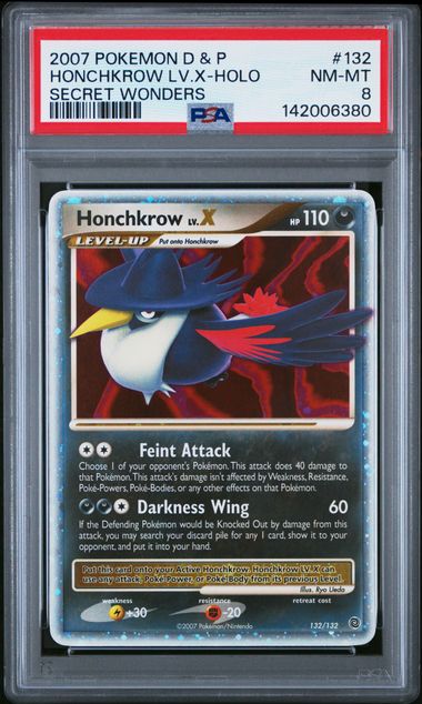 Honchkrow LV.X #132 - [Graded PSA 8] Secret Wonders (SW)