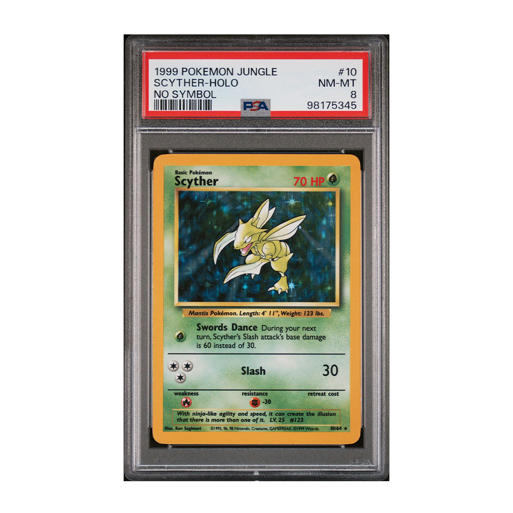 Scyther (10) [No Symbol, Holo, Graded PSA 8] - Jungle (JU)