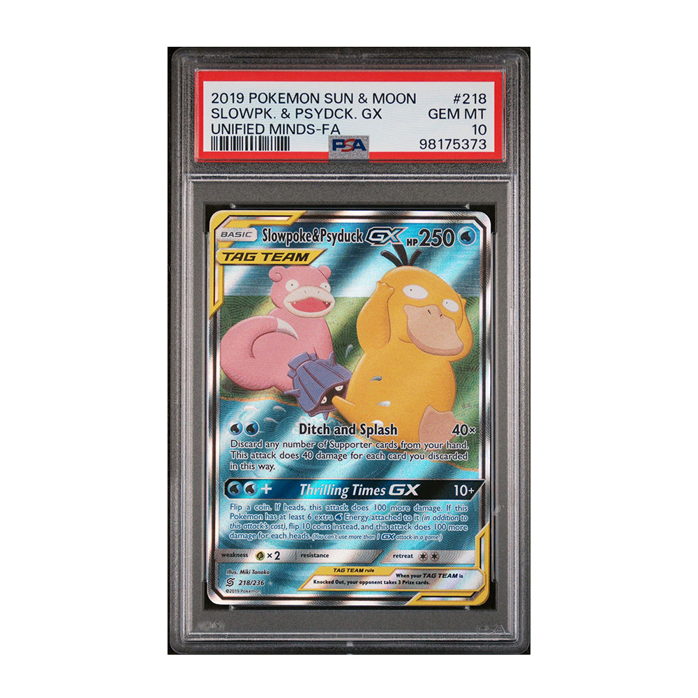 Slowpoke & Psyduck GX (Alternate Full Art) - [Holo, Graded PSA 10] Unified Minds (SM11)