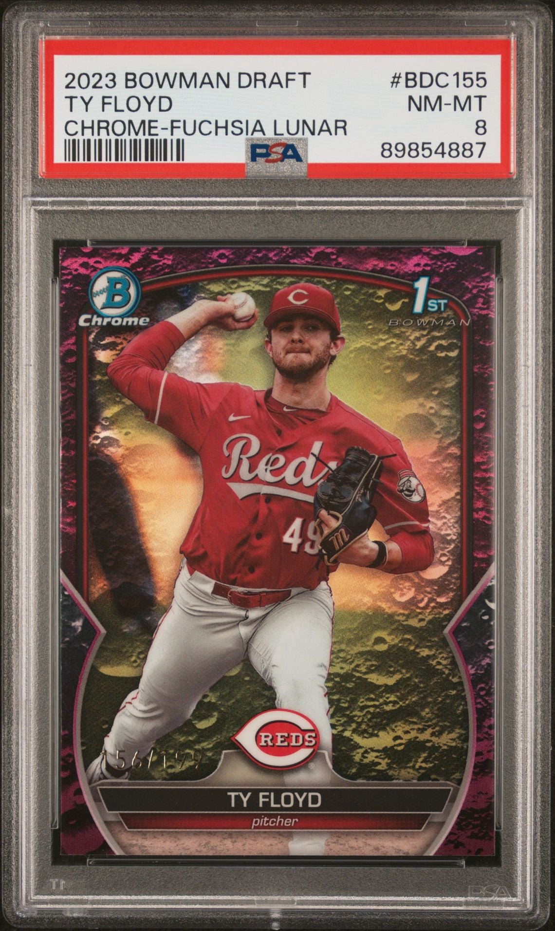 2023 Bowman Draft Chrome-Fuchsia Lunar Ref Ty Floyd - [PSA 8] - Front