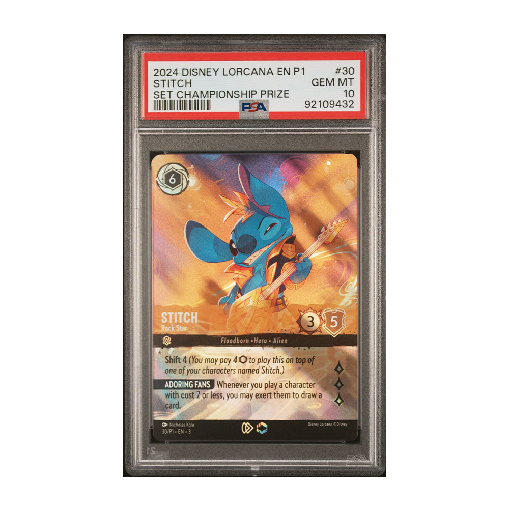 Stitch - Rock Star (Store Championship) - [Foil, Enchanted, Graded PSA 10] Disney Lorcana Promo Cards (DLPC)