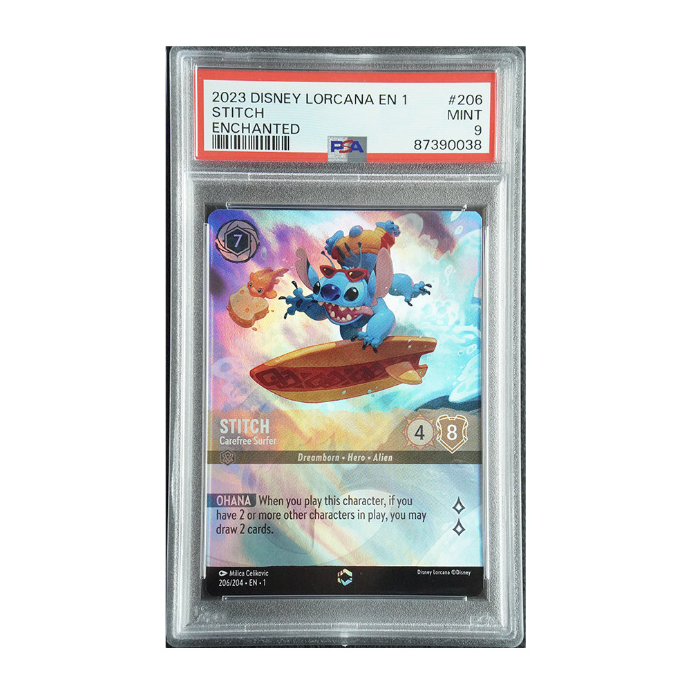 Stitch - Carefree Surfer - [Foil, Enchanted, Graded PSA 9] The First Chapter (1)
