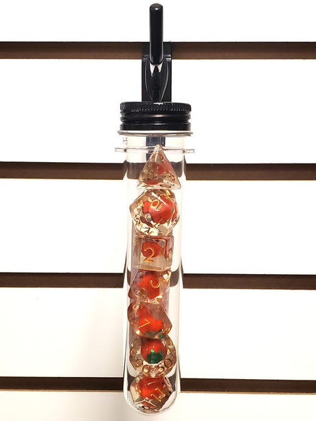 Old School 7 Piece DnD RPG Dice Set: Infused - Strawberry Fields!