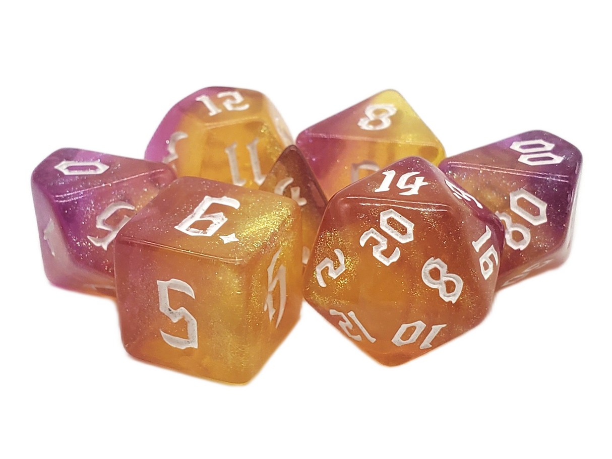Old School 7 Piece DnD RPG Dice Set: Galaxy - Supernova