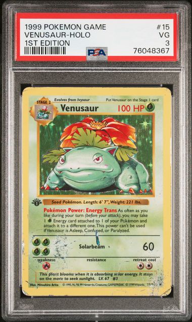 Venusaur #15 - [Graded PSA 3] Base Set (BS) Shadowless 1st Edition