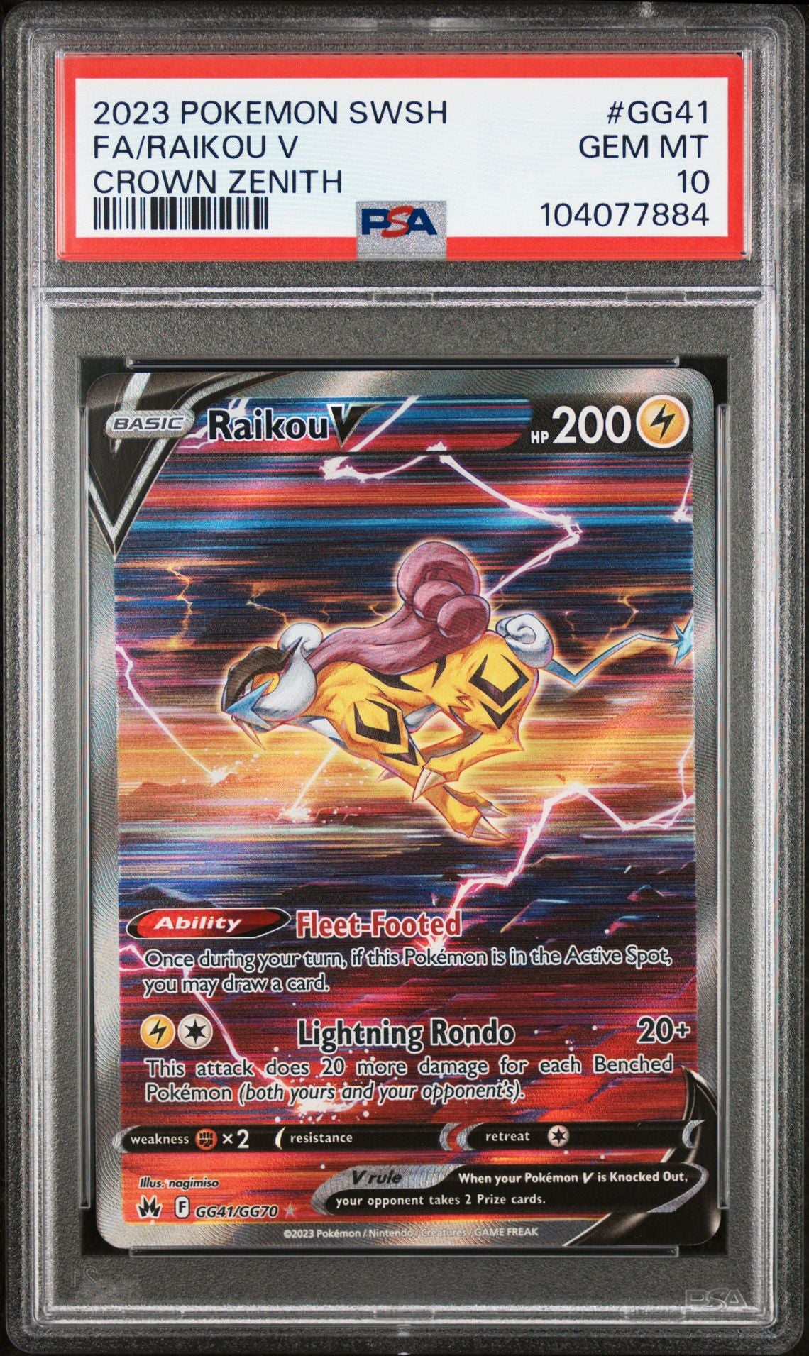 Raikou V #GG41 - [Graded PSA 10] Sword And Shield Crown Zenith