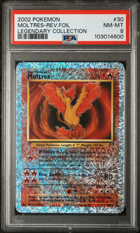 Moltres #30 - [Reverse Holo, Graded PSA 8] Legendary Collection
