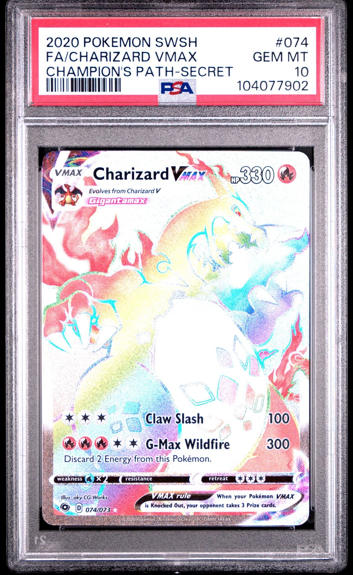 Charizard Vmax Secret #074 - [Graded PSA 10] Sword & Shield Champion's Path