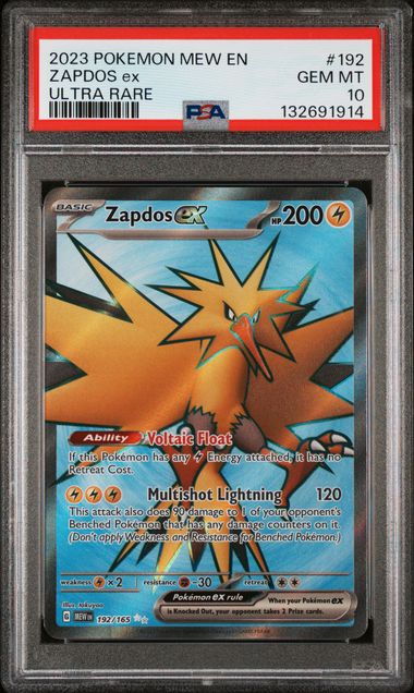 Zapdos ex #192 - [Graded PSA 10] SV: Scarlet & Violet 151 (MEW)