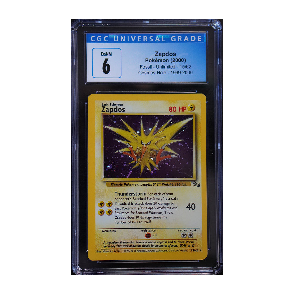 Zapdos (15) - [Holo, Graded CGC 6] - Fossil (FO)