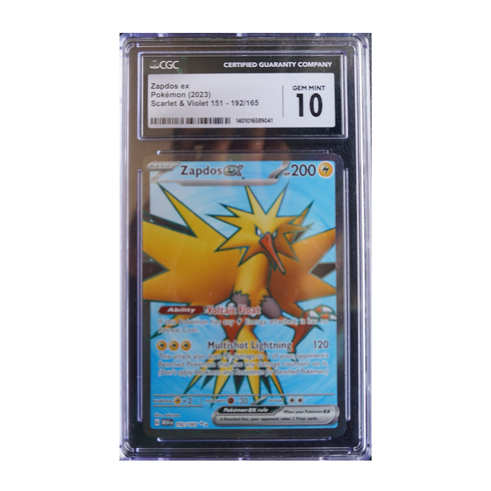 Zapdos ex (192/165) - [Holo Foil, CGC Graded 10] SV3PT5: 151 (MEW)