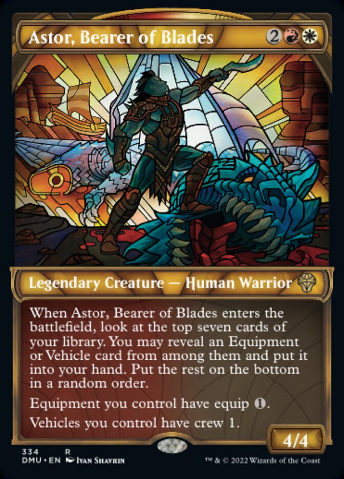 Astor, Bearer of Blades - [Textured Foil, Showcase] Dominaria United (DMU)