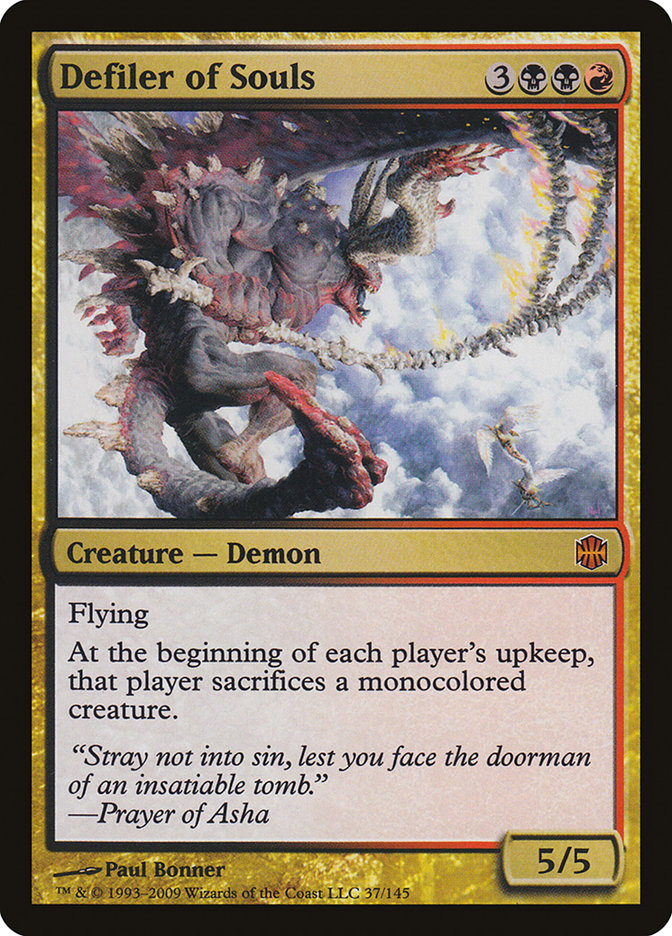 mtg alara reborn cards Magic the Gathering Alara Reborn Mythic Rare Defiler of Souls #37