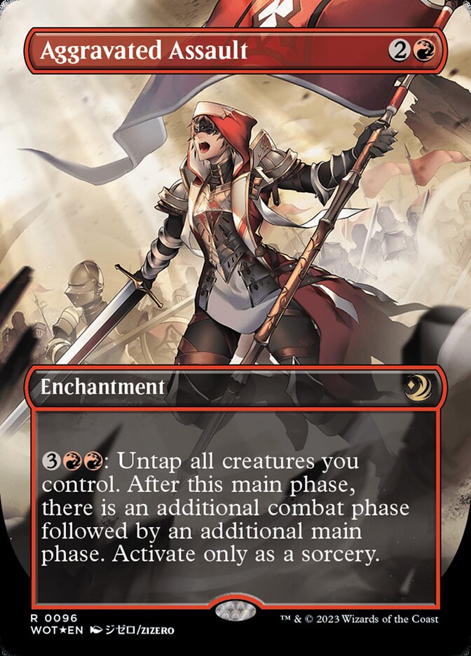 Aggravated Assault - [Confetti Foil, Borderless] Wilds of Eldraine: Enchanting Tales (WOT)