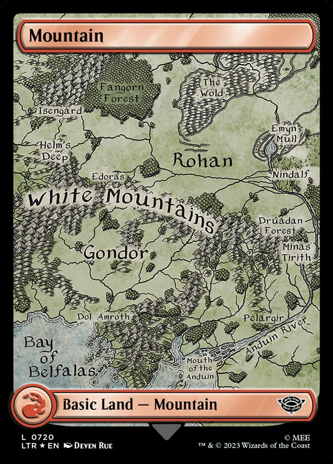 Mountain (720) - [Surge Foil, Full Art] The Lord of the Rings: Tales of Middle-earth (LTR)