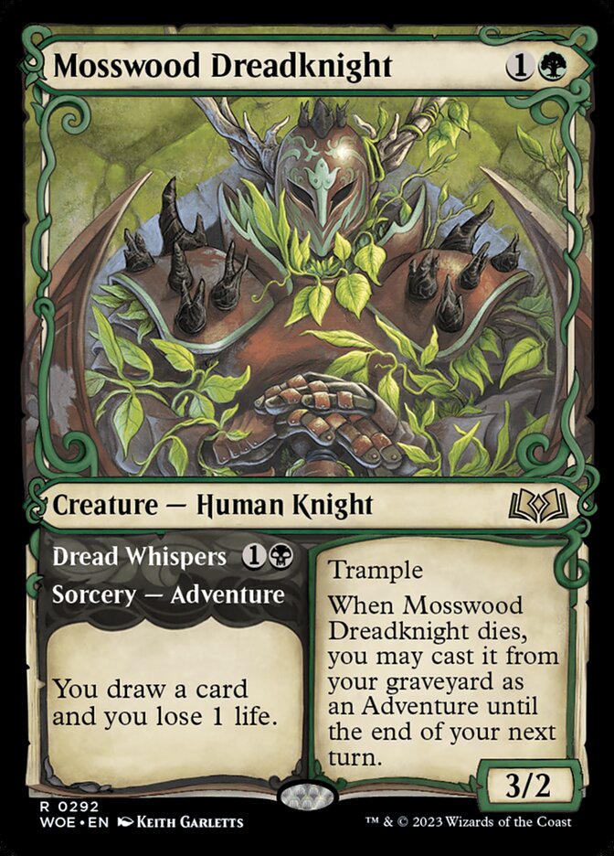 Mosswood Dreadknight // Dread Whispers - [Foil, Showcase] Wilds of Eldraine (WOE)