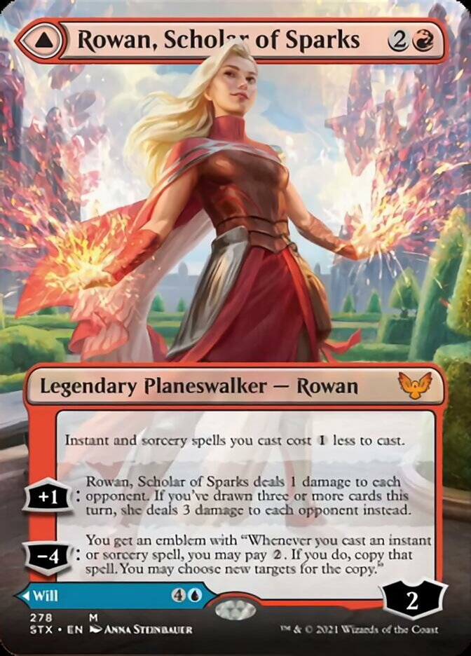Rowan, Scholar of Sparks // Will, Scholar of Frost - [Foil, Borderless] Strixhaven: School of Mages (STX)