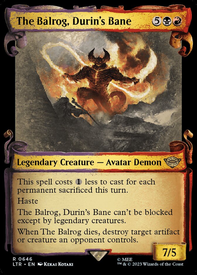 The Balrog, Durin's Bane - [Foil, Showcase Scroll] The Lord of the Rings: Tales of Middle-earth (LTR)