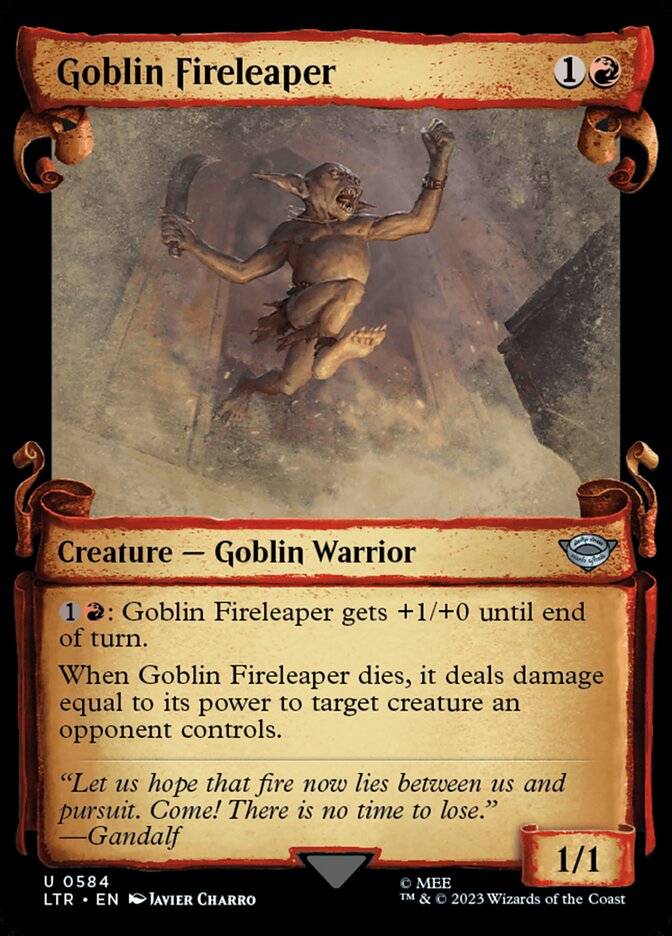 Goblin Fireleaper - [Foil, Showcase Scroll] The Lord of the Rings: Tales of Middle-earth (LTR)