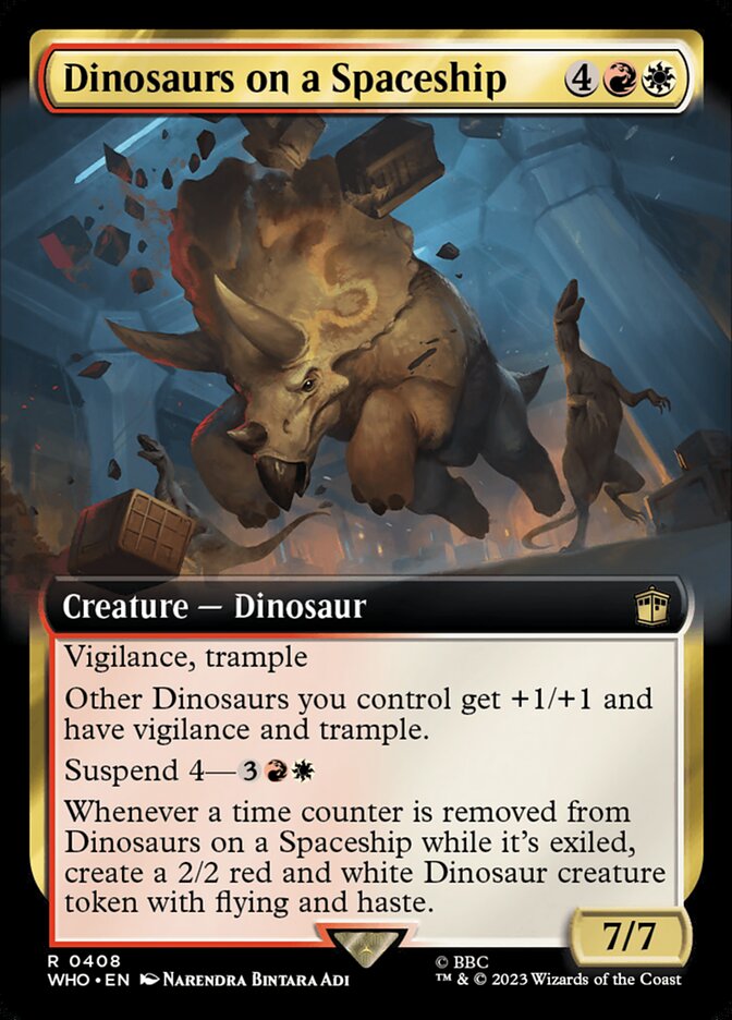 Dinosaurs on a Spaceship - [Foil, Extended Art] Doctor Who (WHO)