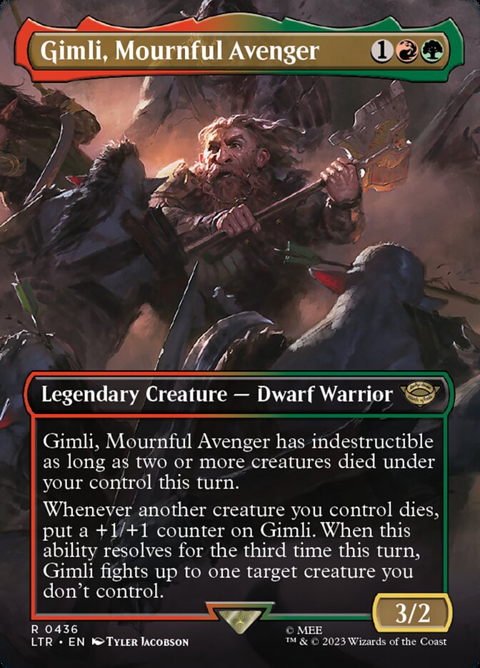 Gimli, Mournful Avenger - [Foil, Borderless] The Lord of the Rings: Tales of Middle-earth (LTR)